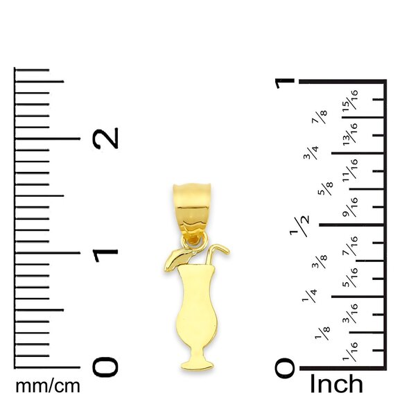 Solid 14K Gold Cocktail Glass Charm - Tropical Drink Charm - Picture 3 of 5